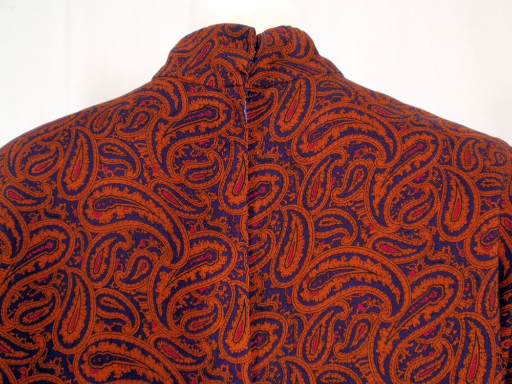 Rudi Gernreich Vintage Paisley Print L/S Sheath Dress For Sale 3