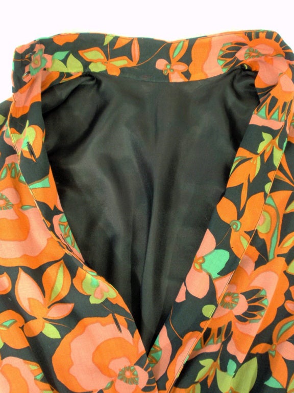 Rudi Gernreich Vintage Orange, Pink, Black Floral Print Dress For Sale 5