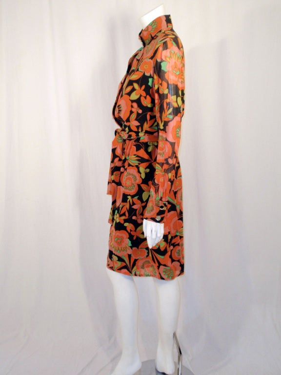 Rudi Gernreich Vintage-Kleid mit Blumendruck in Orange, Rosa und Schwarz im Zustand „Hervorragend“ im Angebot in Los Angeles, CA
