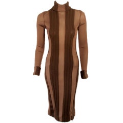 Rudi Gernreich Vintage Grey Brown Wool & Rayon Knit Dress