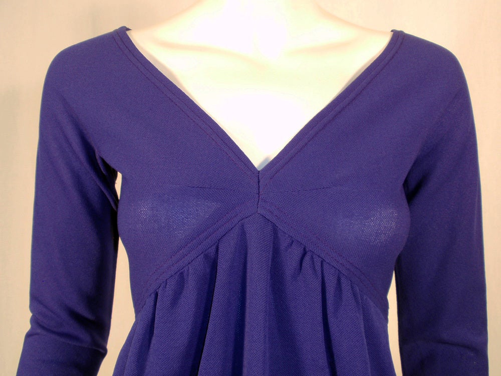 Rudi Gernreich Vintage Purple Knit V-Neck Mini Dress, c. 1960's In Excellent Condition For Sale In Los Angeles, CA