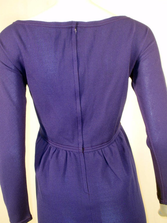 Women's Rudi Gernreich Vintage Purple Knit V-Neck Mini Dress, c. 1960's For Sale