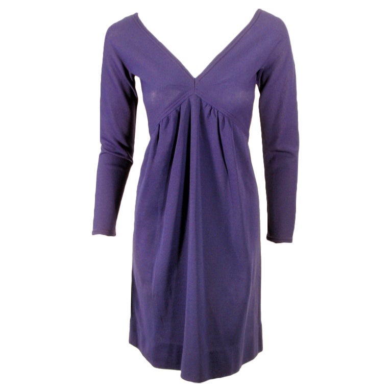 Rudi Gernreich Vintage Purple Knit V-Neck Mini Dress, c. 1960's For Sale