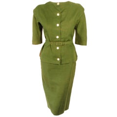 Rudi Gernreich Vintage Green 2 Pc. Skirt Suit w/ 2 Belts