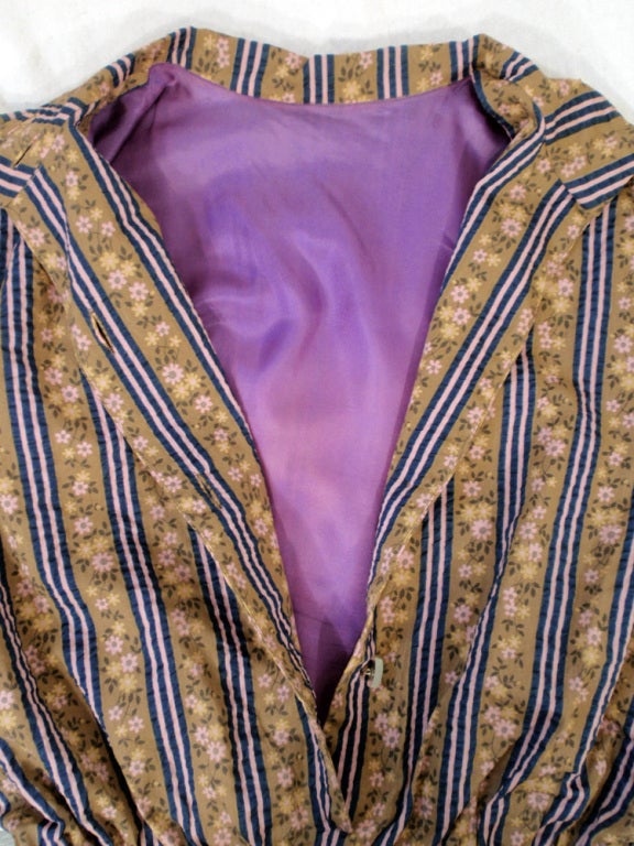 Rudi Gernreich Brown Floral Shirt Dress w/ Mirror Buttons For Sale 5