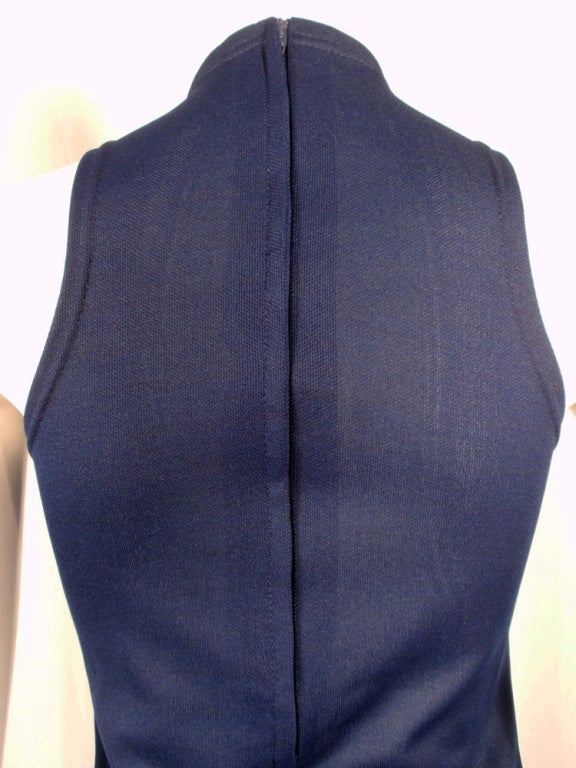 Rudi Gernreich Navy Knit Sleeveless Long Dress w/ High Neck 3