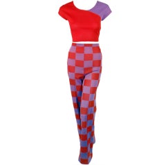 Rudi Gernreich Vintage 2 pc. Purple & Red Top & Check Pants Set