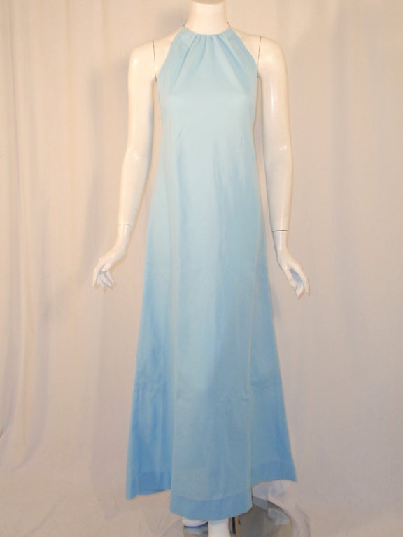 Rudi Gernreich Light Blue Knit Halter Dress w/ Metal Neck Ring For Sale ...