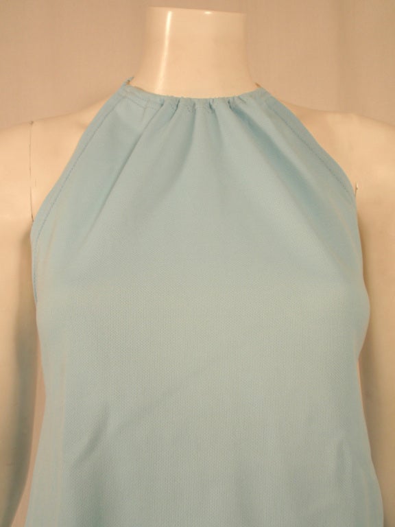 Women's Rudi Gernreich Light Blue Knit Halter Dress w/ Metal Neck Ring For Sale