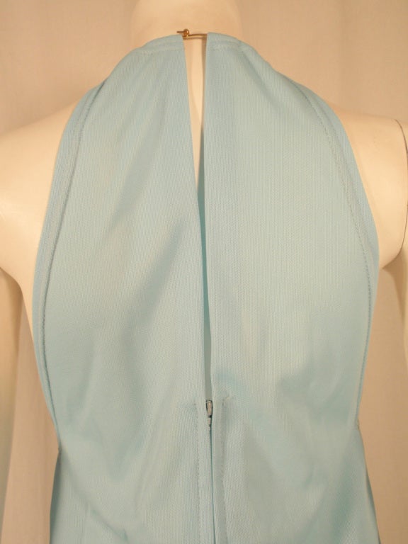 Rudi Gernreich Light Blue Knit Halter Dress w/ Metal Neck Ring For Sale 1