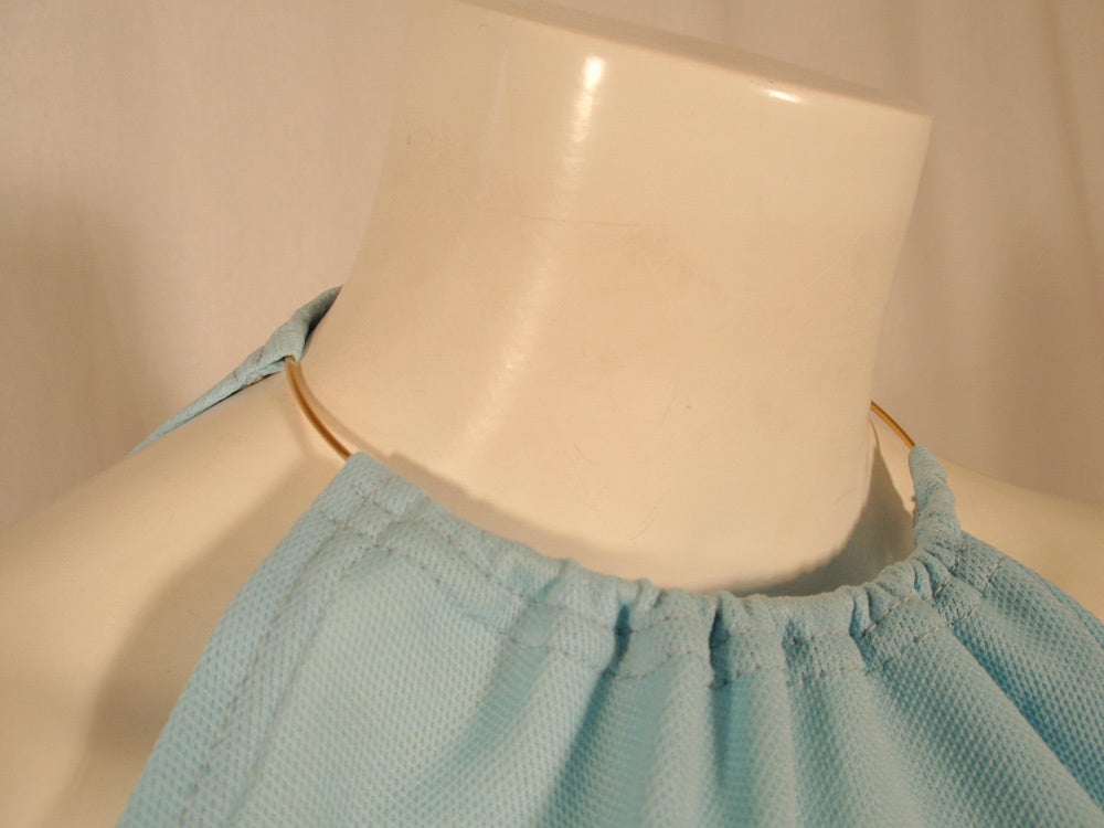 Rudi Gernreich Light Blue Knit Halter Dress w/ Metal Neck Ring For Sale 2