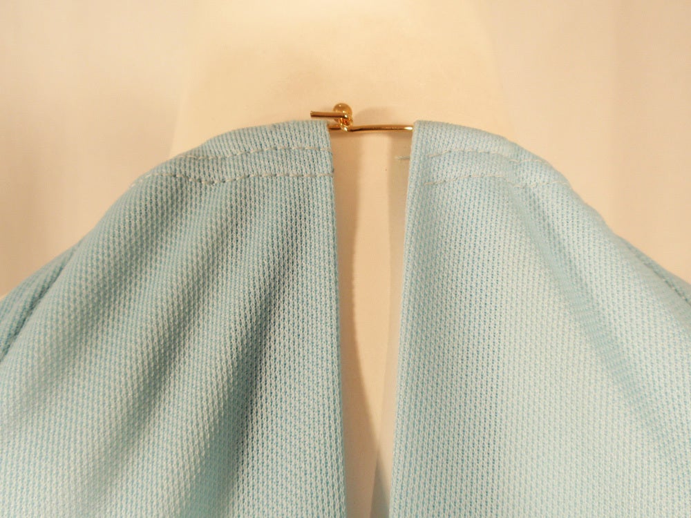 Rudi Gernreich Light Blue Knit Halter Dress w/ Metal Neck Ring For Sale 3