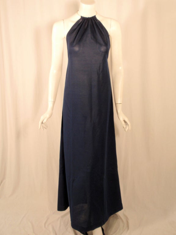 Rudi Gernreich Navy Knit Halter Dress w/ Metal Neck Ring For Sale at ...