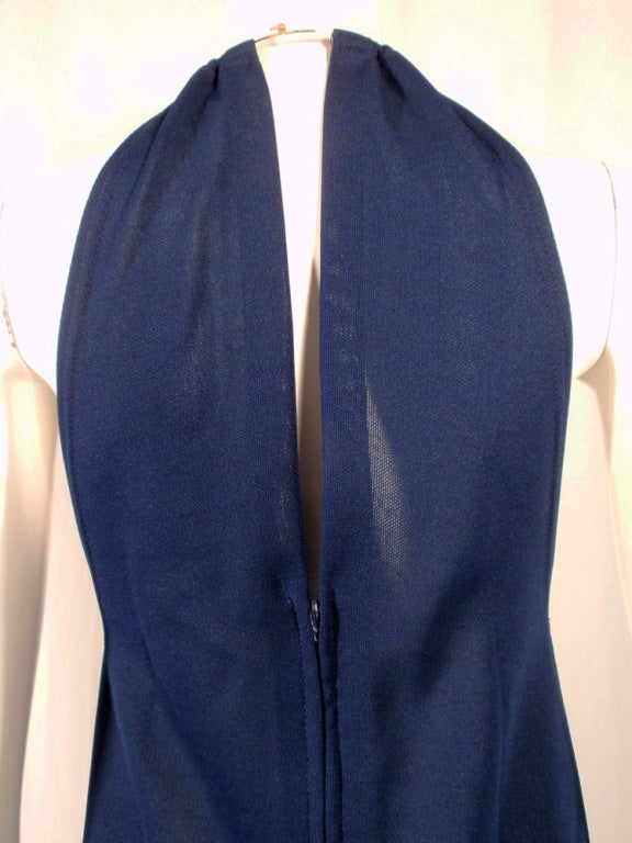 Rudi Gernreich Navy Knit Halter Dress w/ Metal Neck Ring In Excellent Condition For Sale In Los Angeles, CA