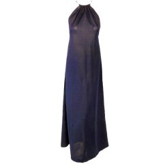 Rudi Gernreich Navy Knit Halter Dress w/ Metal Neck Ring 9