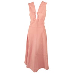 Vintage Rudi Gernreich Sleeveless Pink Knit Dress w/ Deep V Neck & Tie