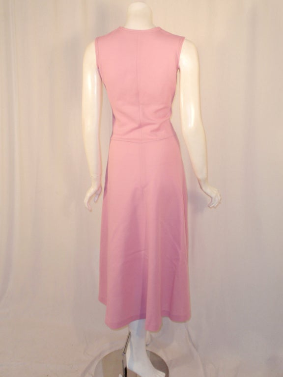 Rudi Gernreich Sleeveless Pink Knit Dress w/ Deep V Neck & Tie In Excellent Condition For Sale In Los Angeles, CA