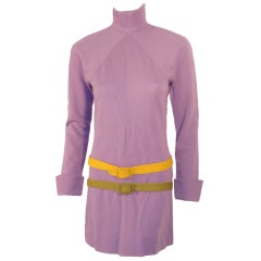 Rudi Gernreich Vintage Purple Knit Mini Dress w/ 2 Hip Belts