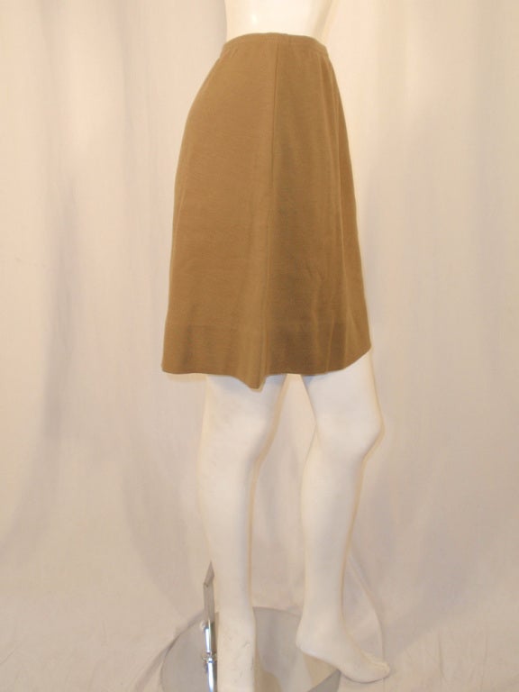Women's Rudi Gernreich Vintage Tan Wool Knit Mini Skirt, 1960's For Sale