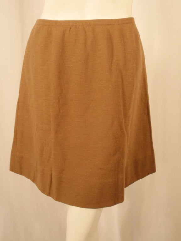Rudi Gernreich Vintage Tan Wool Knit Mini Skirt, 1960's For Sale 1