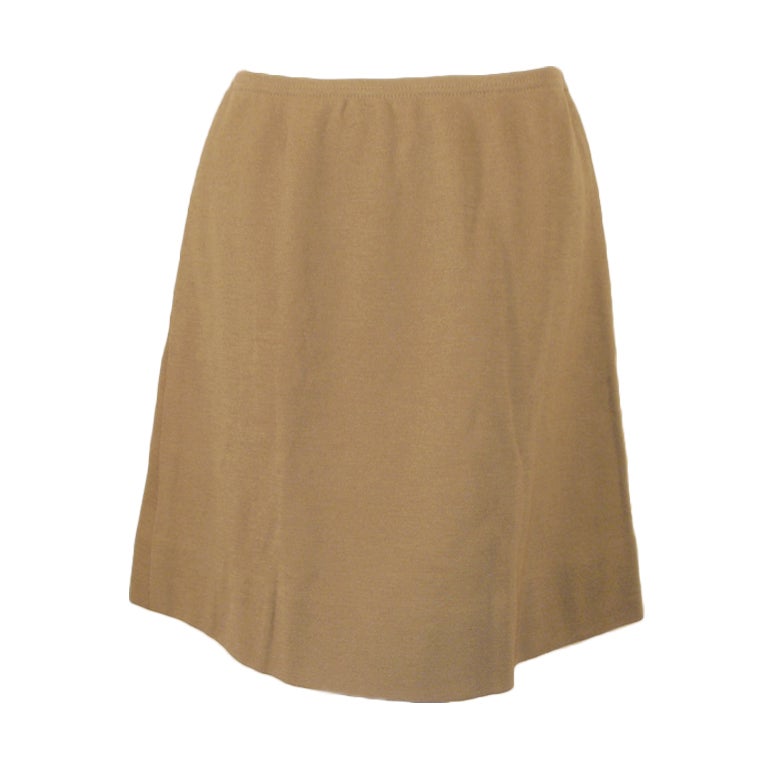 Rudi Gernreich Vintage Tan Wool Knit Mini Skirt, 1960's For Sale