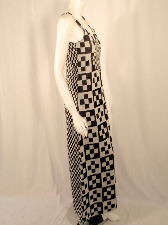 Rudi Gernreich Black & Grey  Check Sleeveless Knit Long Dress 2
