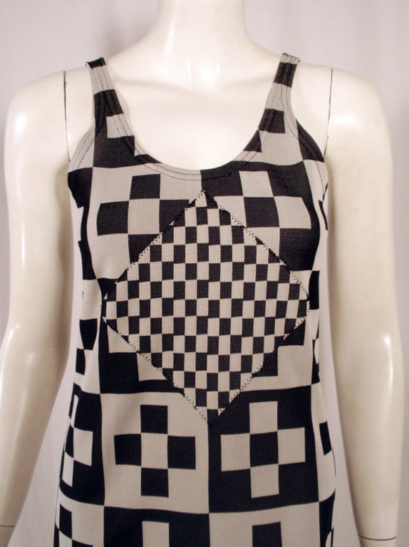 Rudi Gernreich Black & Grey  Check Sleeveless Knit Long Dress 3