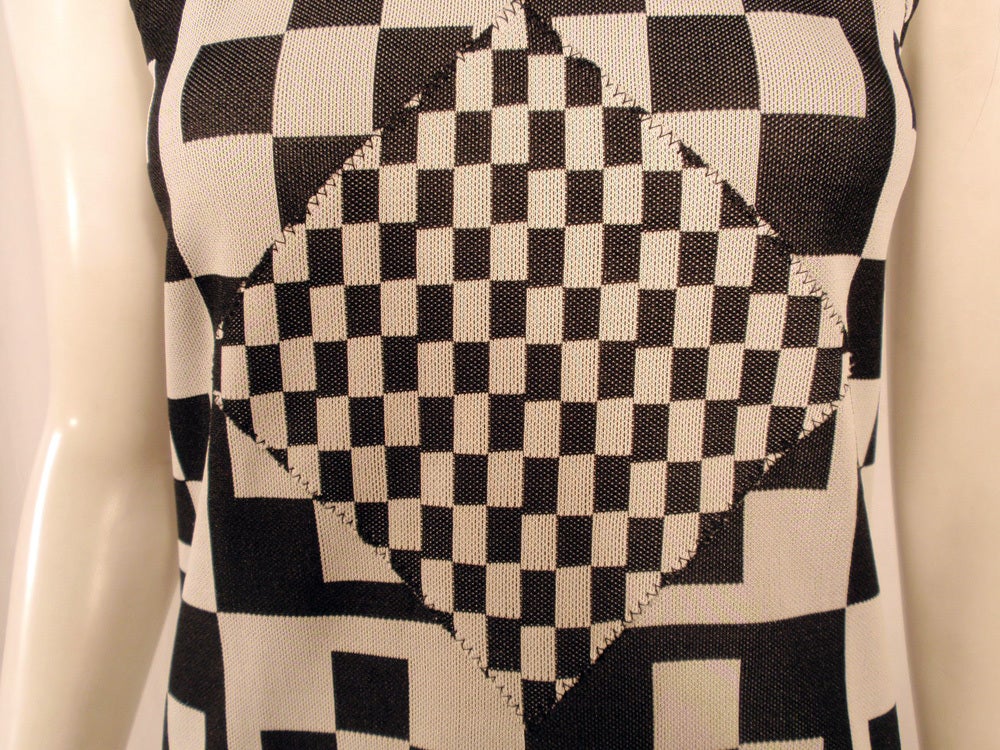 Rudi Gernreich Black & Grey  Check Sleeveless Knit Long Dress 5