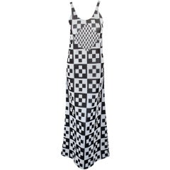 Rudi Gernreich Black & Grey  Check Sleeveless Knit Long Dress