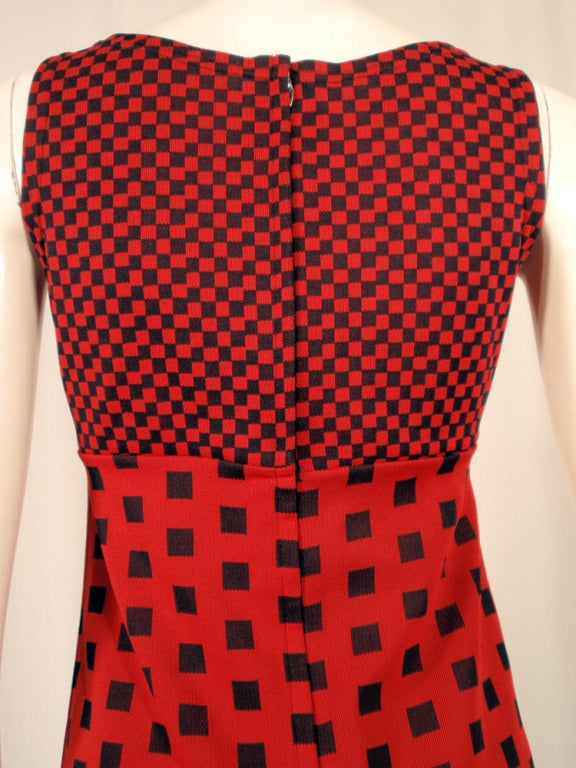 Rudi Gernreich Red & Navy Check Knit Sleeveless Long Dress For Sale 4