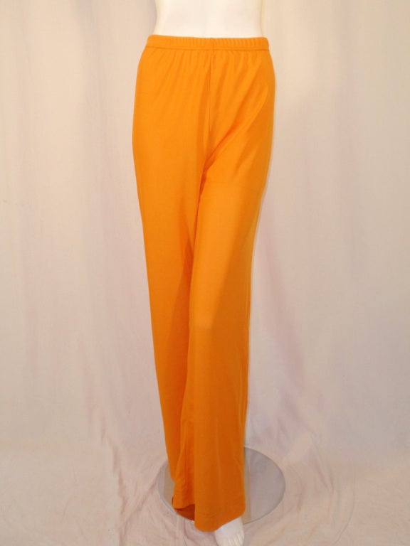 Rudi Gernreich 2 pc Orange Knit One Shoulder Crop Top & Pants 6