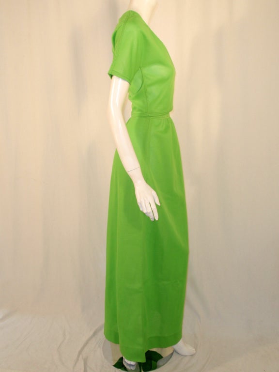 Rudi Gernreich Green Knit One Shoulder S/S Crop Top & Long Skirt For Sale 1