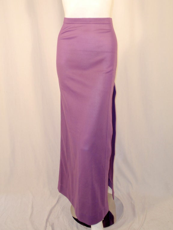Rudi Gernreich Purple Knit Long Maxi Skirt w/ Side Slit, Size 8 For ...