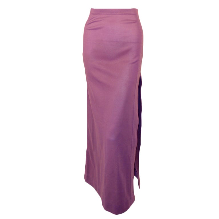 Rudi Gernreich Purple Knit Long Maxi Skirt w/ Side Slit, Size 8 For Sale