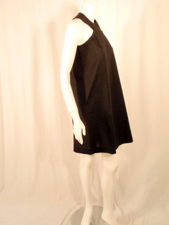 Rudi Gernreich Black Wool Knit Sleeveless Mini Dress, 1960's For Sale 1