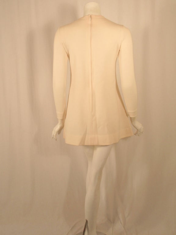 Rudi Gernreich White Long Sleeve Wool Knit Mini Dress, sz. 4 2