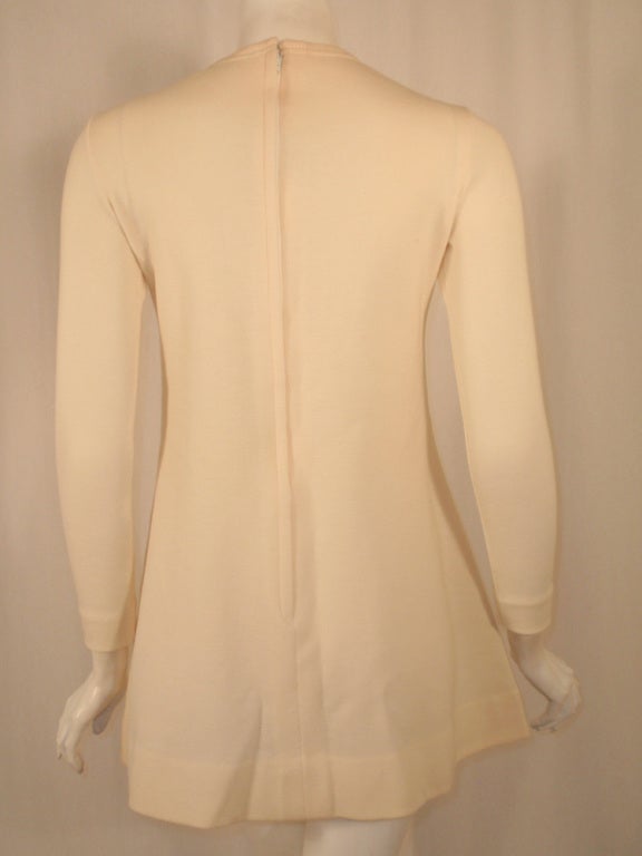 Rudi Gernreich White Long Sleeve Wool Knit Mini Dress, sz. 4 5