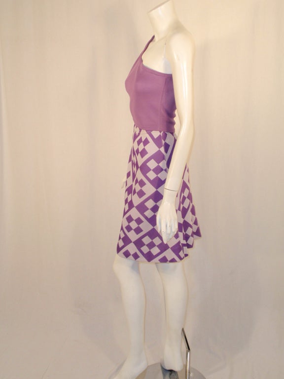 Rudi Gernreich Vintage 2 pc. White & Purple Top & Skirt Set In Excellent Condition For Sale In Los Angeles, CA