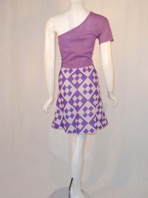 Women's Rudi Gernreich Vintage 2 pc. White & Purple Top & Skirt Set For Sale