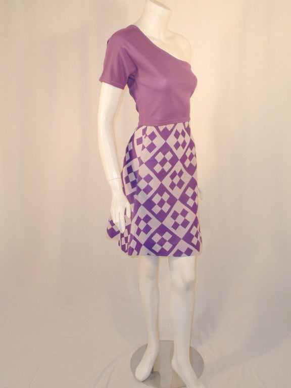 Rudi Gernreich Vintage 2 pc. White & Purple Top & Skirt Set For Sale 1
