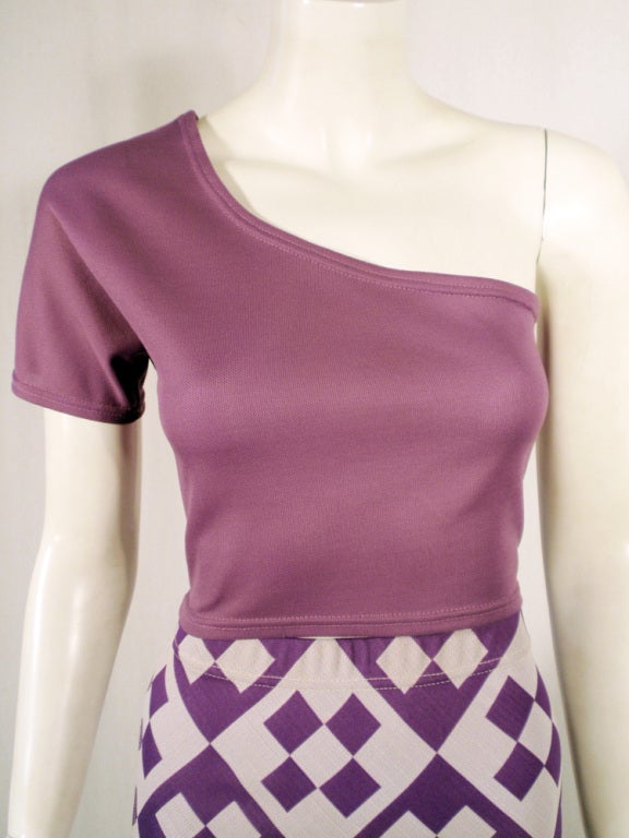 Rudi Gernreich Vintage 2 pc. White & Purple Top & Skirt Set For Sale 2