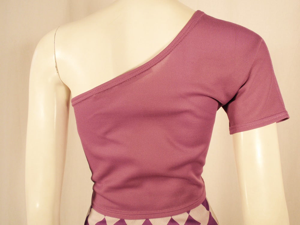 Rudi Gernreich Vintage 2 pc. White & Purple Top & Skirt Set For Sale 3