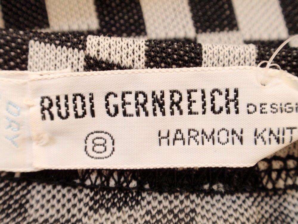 Rudi Gernreich schwarz-weiß karierter langer Vintage-Rock (Grau) im Angebot