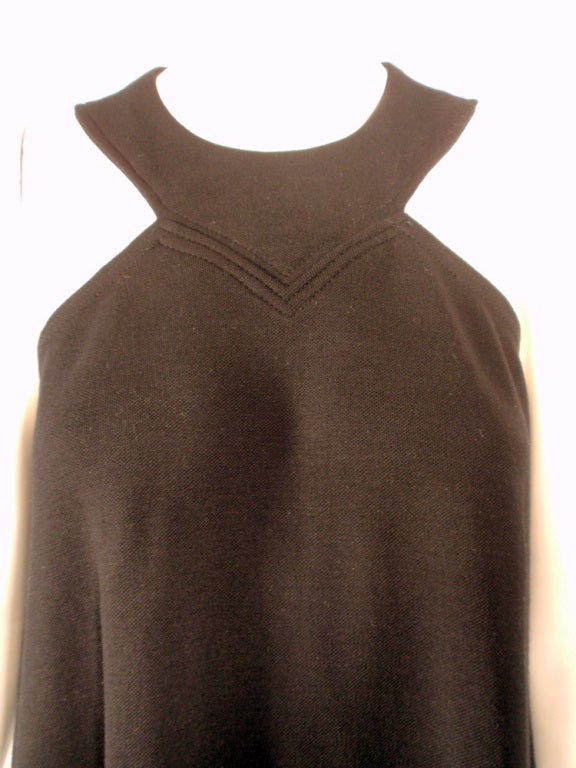 Rudi Gernreich Black Wool Knit Sleeveless Long Gown For Sale 3