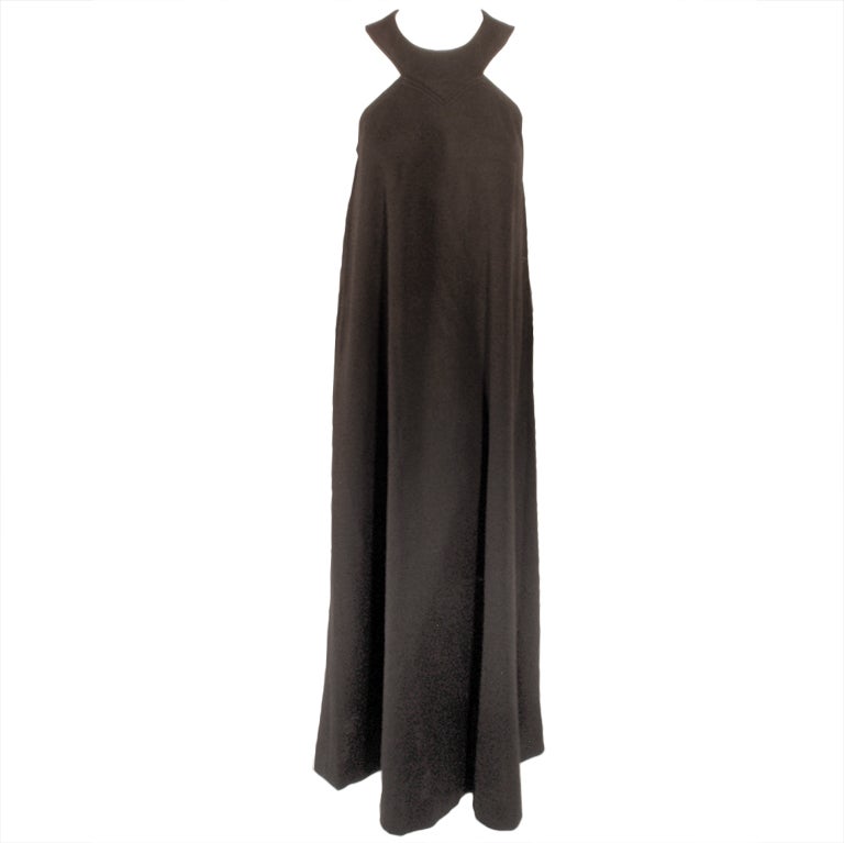 Rudi Gernreich Black Wool Knit Sleeveless Long Gown For Sale