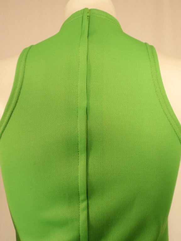 Rudi Gernreich Green Knit Sleeveless Long Dress w/ High Neck, 6 4