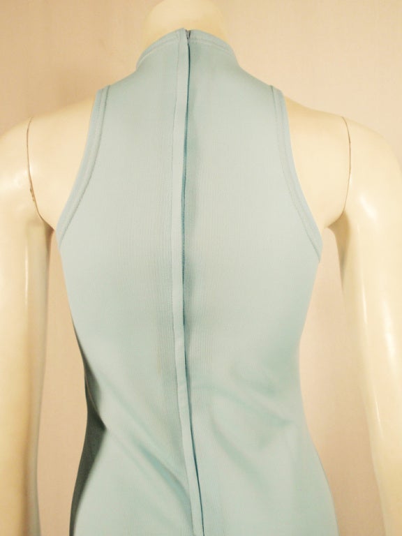 Rudi Gernreich Light Blue Knit Long Sleeveless Dress, High Neck 4