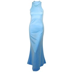 Rudi Gernreich Light Blue Knit Long Sleeveless Dress, High Neck