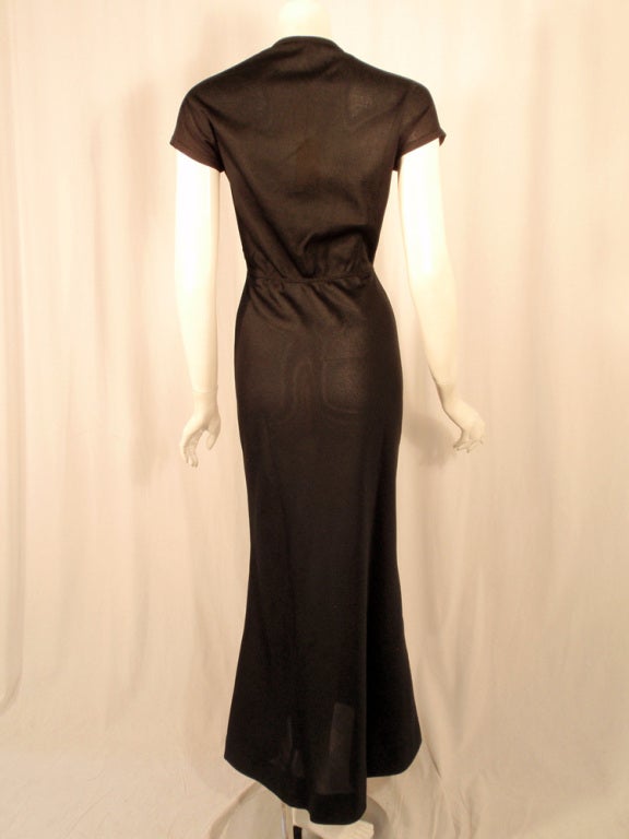 Rudi Gernreich Black Knit Short Sleeve Deep V-Neck Gown 1