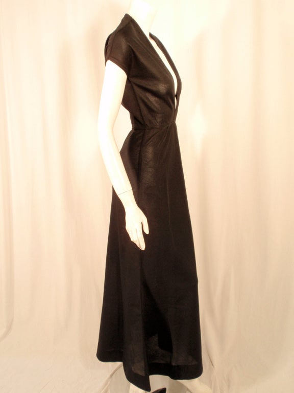 Rudi Gernreich Black Knit Short Sleeve Deep V-Neck Gown 2